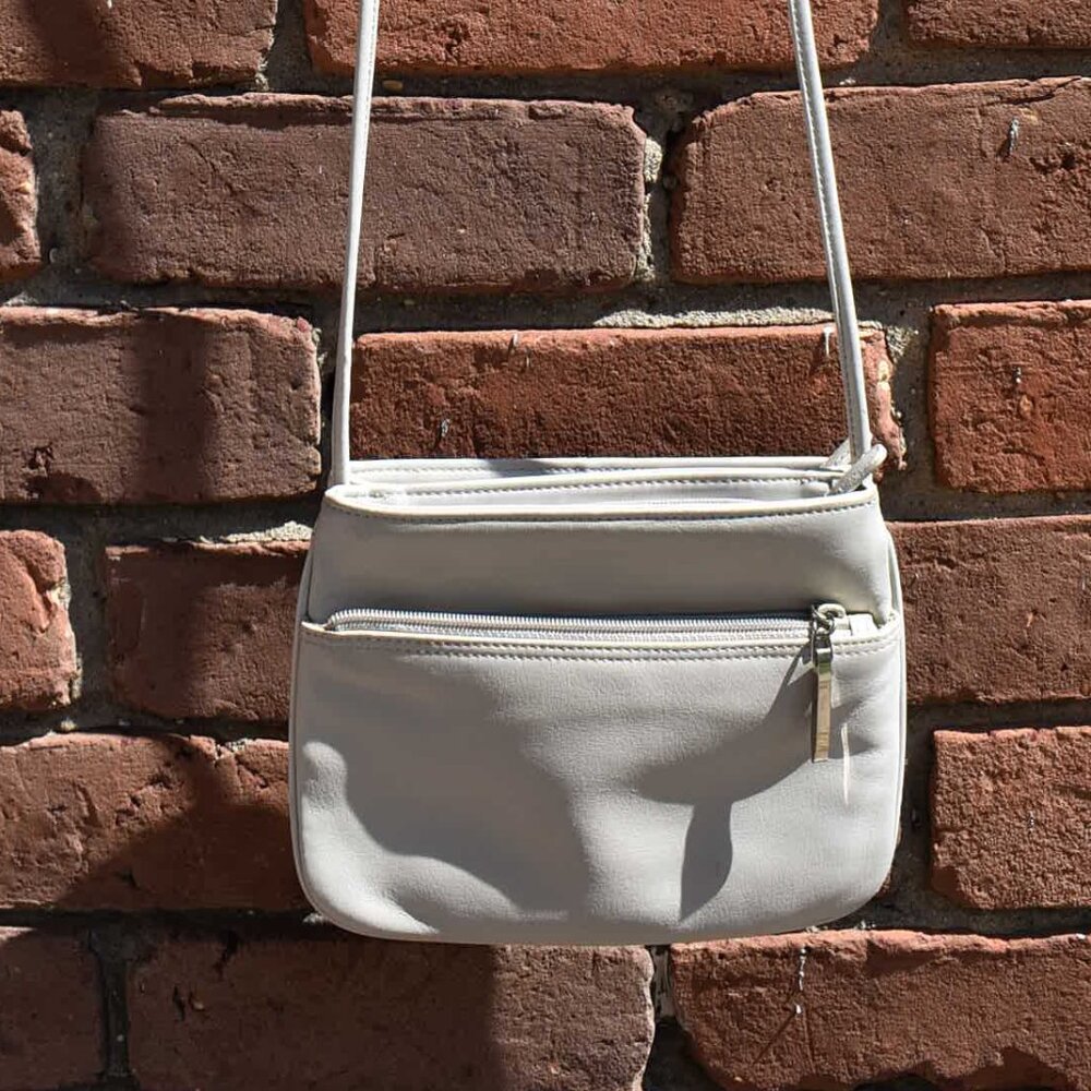 Giani Bernini White Leather Crossbody Purse